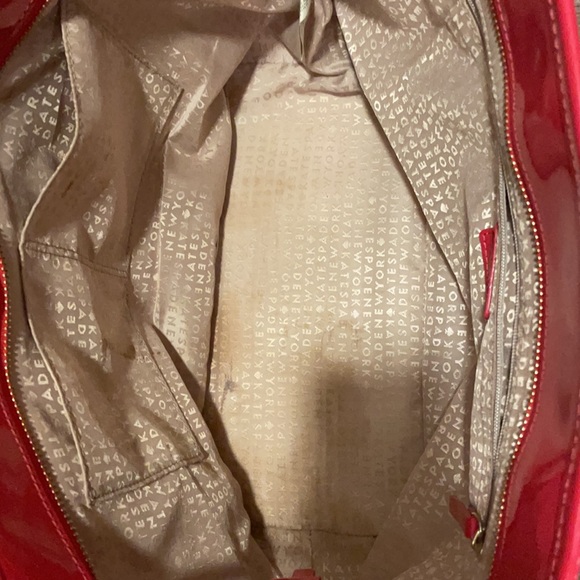 Kate Spade small Harmony Metro Perforated patent & leather Heart Red Tote Bag - Picture 9 of 16